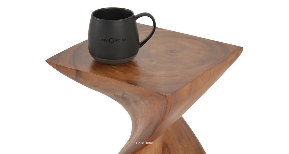 Twist Teak Stool & Side Table Natural Teak Wood