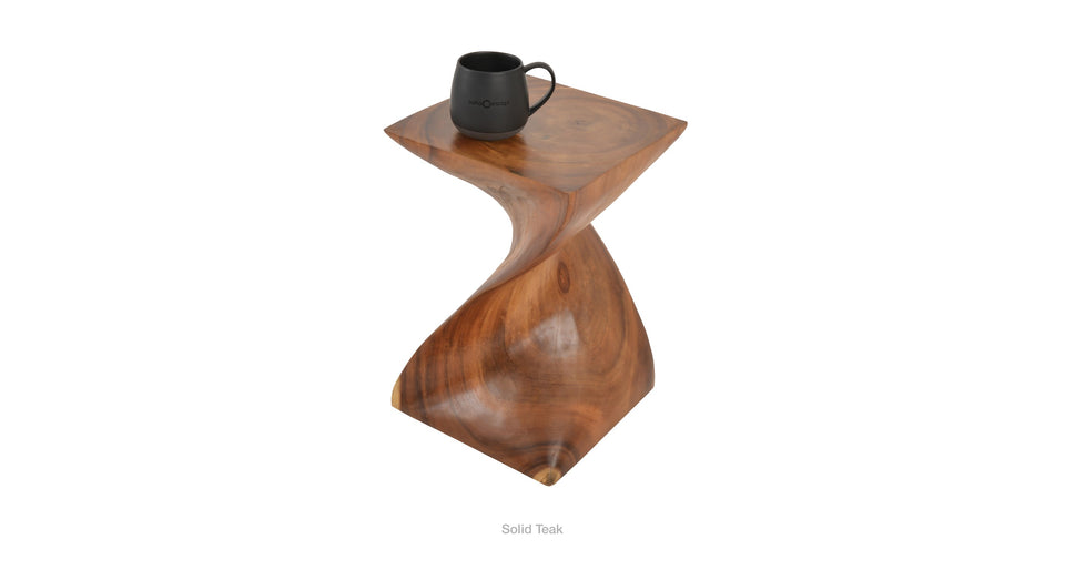 Twist Teak Stool & Side Table Natural Teak Wood
