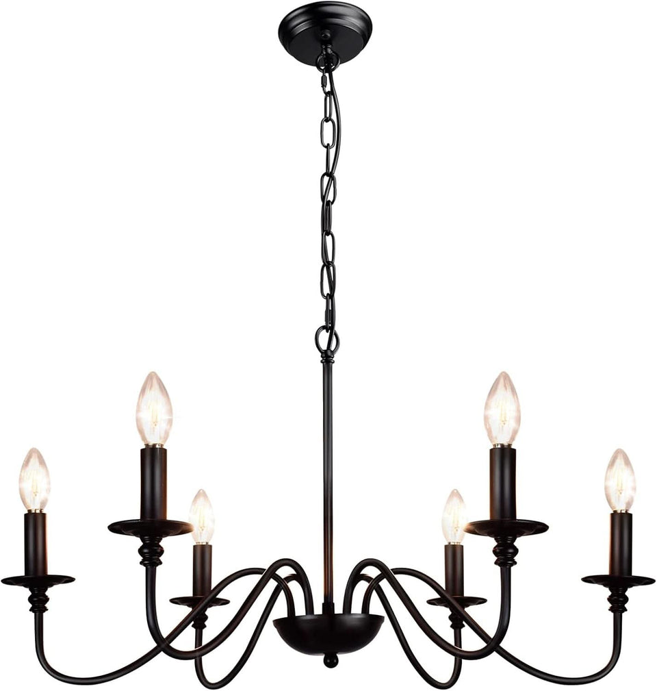 Six Light Black Industrial Farmhouse Chandelier Pendant