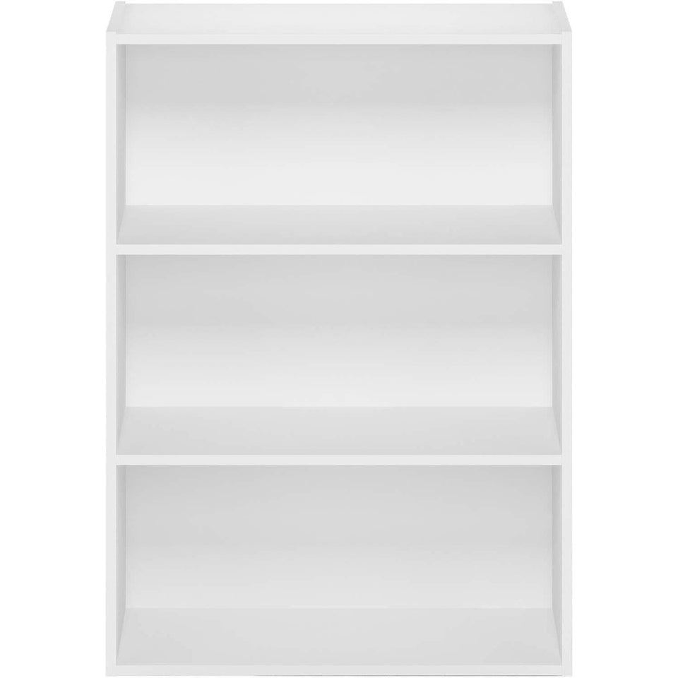 Pasir 3-Tier Open Shelf Bookcase White 31.5 Inch High