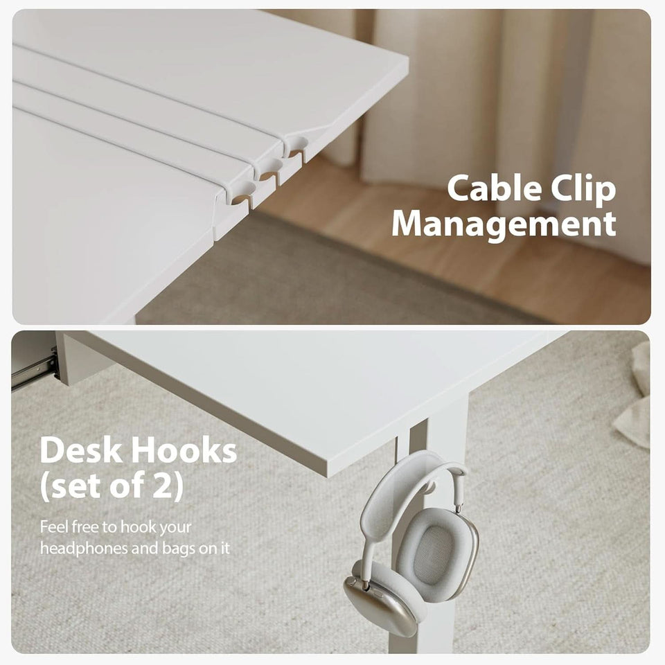 Electric L Shaped Standing Desk 63X55 White Sit Stand