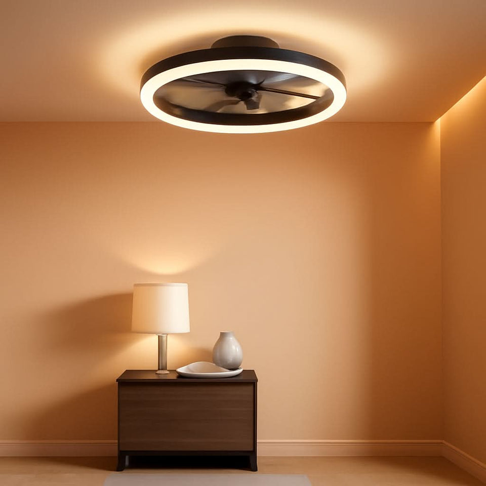 Low Profile Ceiling Fan With Remote For Bedroom Lighting