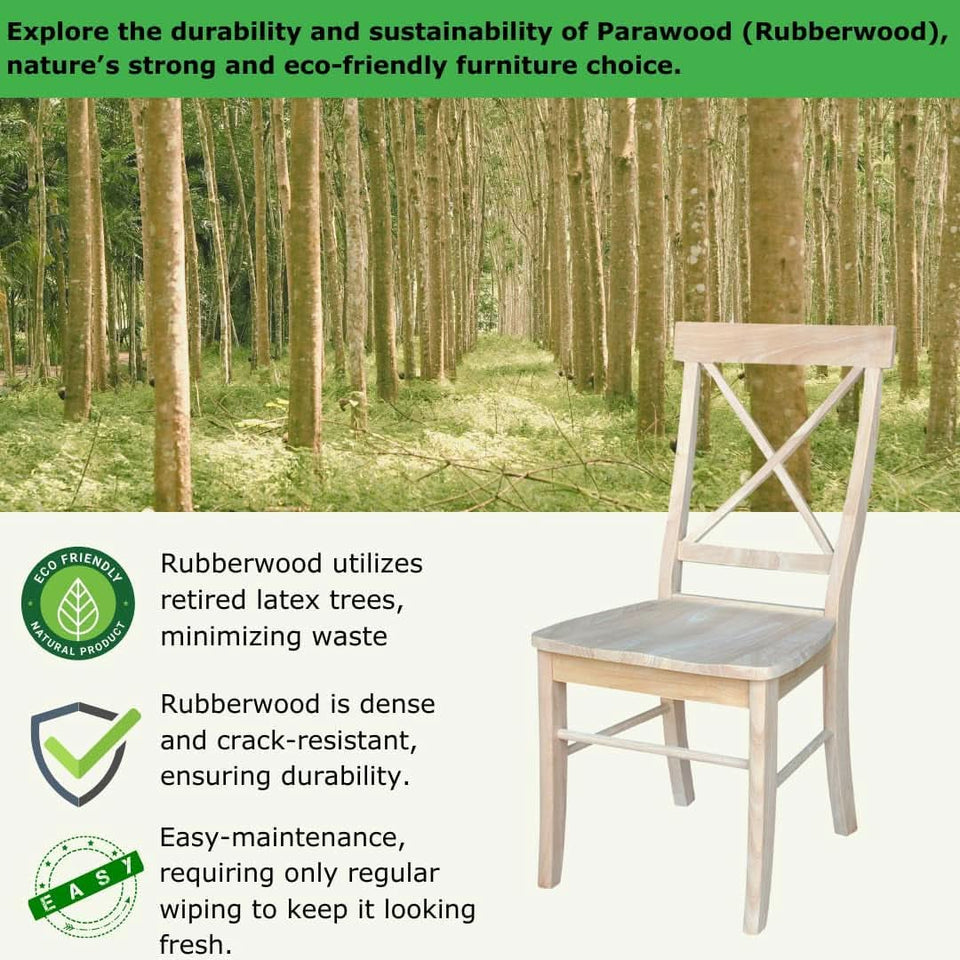 X Back Dining Chairs Set Of 2 In Unfinished Parawood