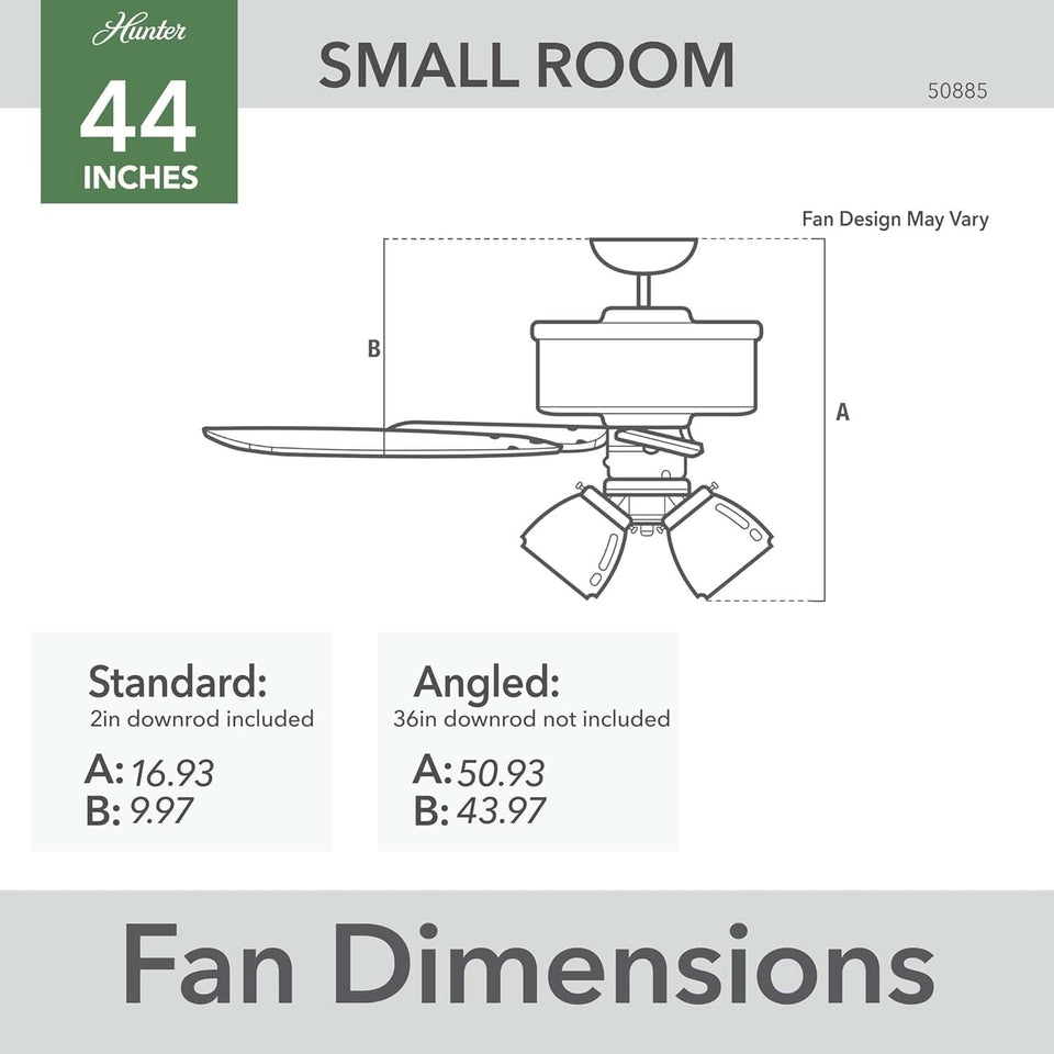 44 Inch Indoor Ceiling Fan With LED Lights Quiet Motor
