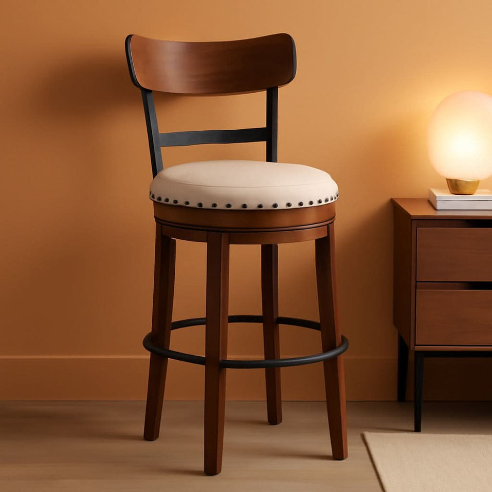 Valebeck 30 Inch Farmhouse Pub Height Bar Stool Brown