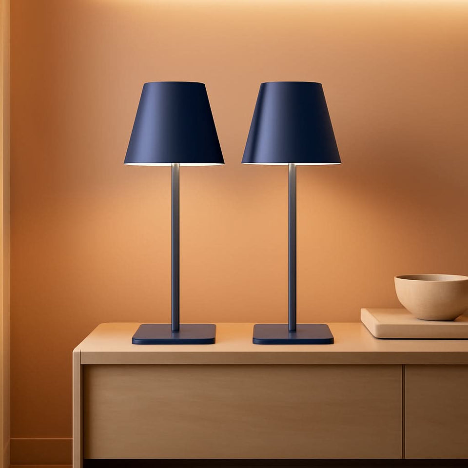 2 Pack Cordless Rechargeable LED Desk Lamp With 3 Color Stepless Dimming Blue For Home Office And Outdoor Settings