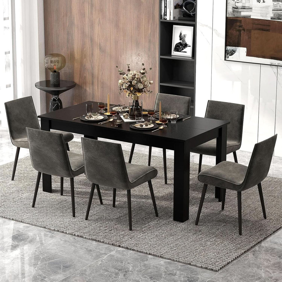 63 Inch Wood Dining Table For Four To Six People Black