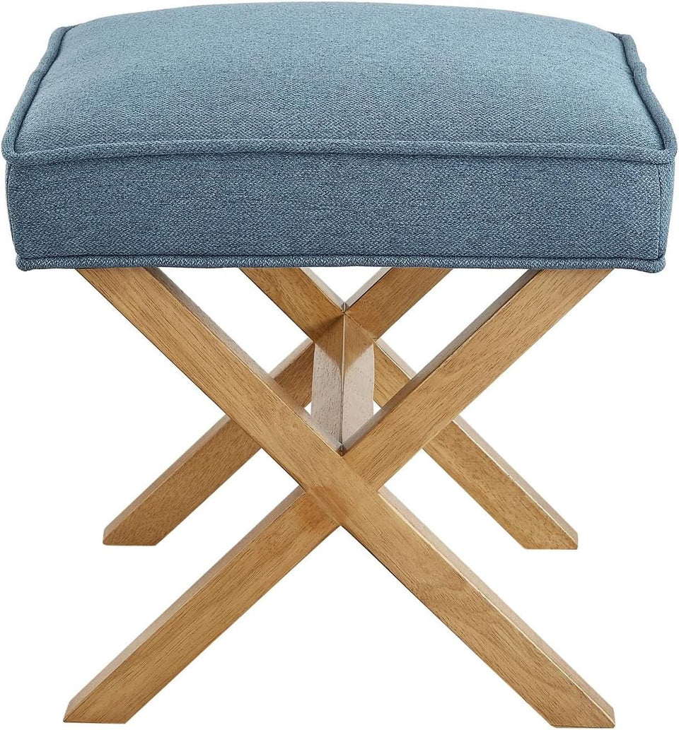 Indigo Blue Upholstered Ottoman Foot Stool 20Wx18Dx18H