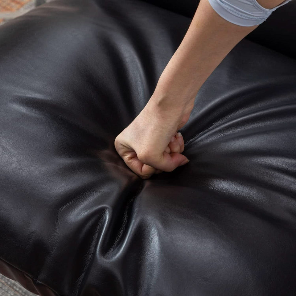 Black PU Leather MidCentury Upholstered Leisure Armchair