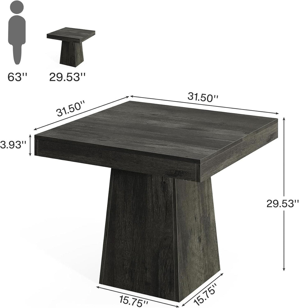 Gray Square Dining Table 31.5 Inch Waterproof Top Seats 4