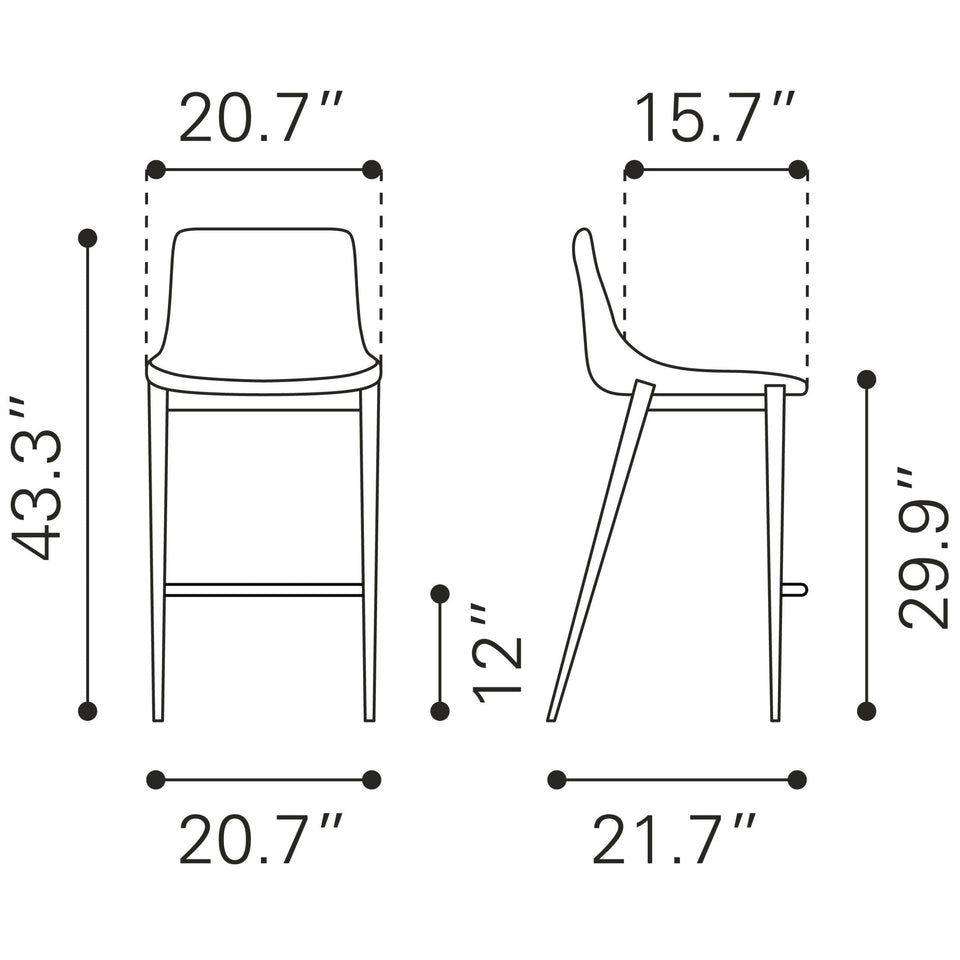 Magnus Barstool (Set of 2) Dark Gray & Black