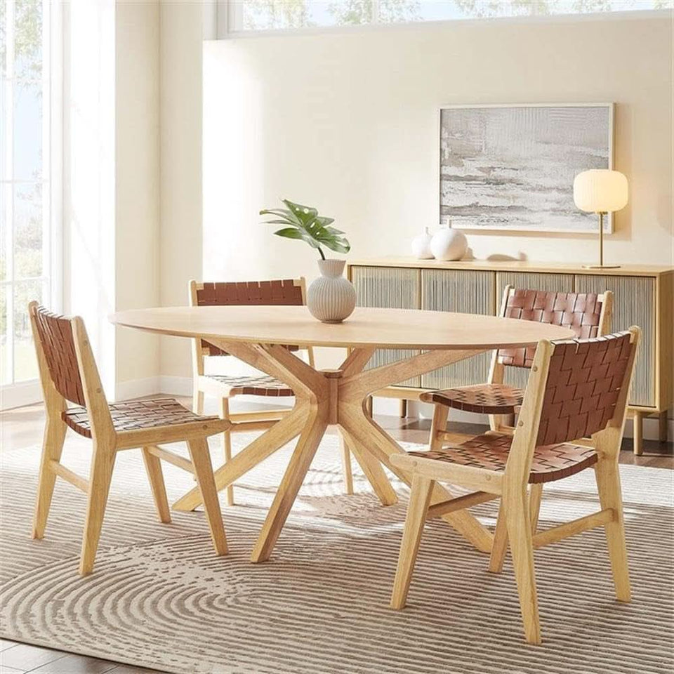 Crossroads 71 Inch Oak Oval Dining Table Mid Century