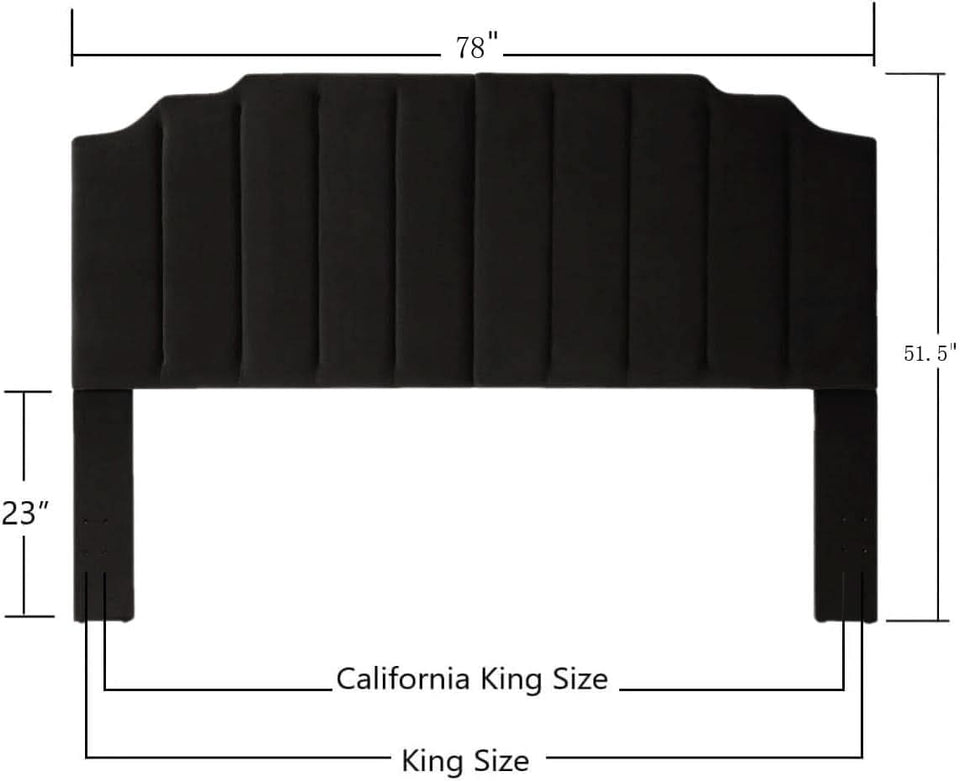 Elegant Black Velvet Tufted King Upholstered Headboard