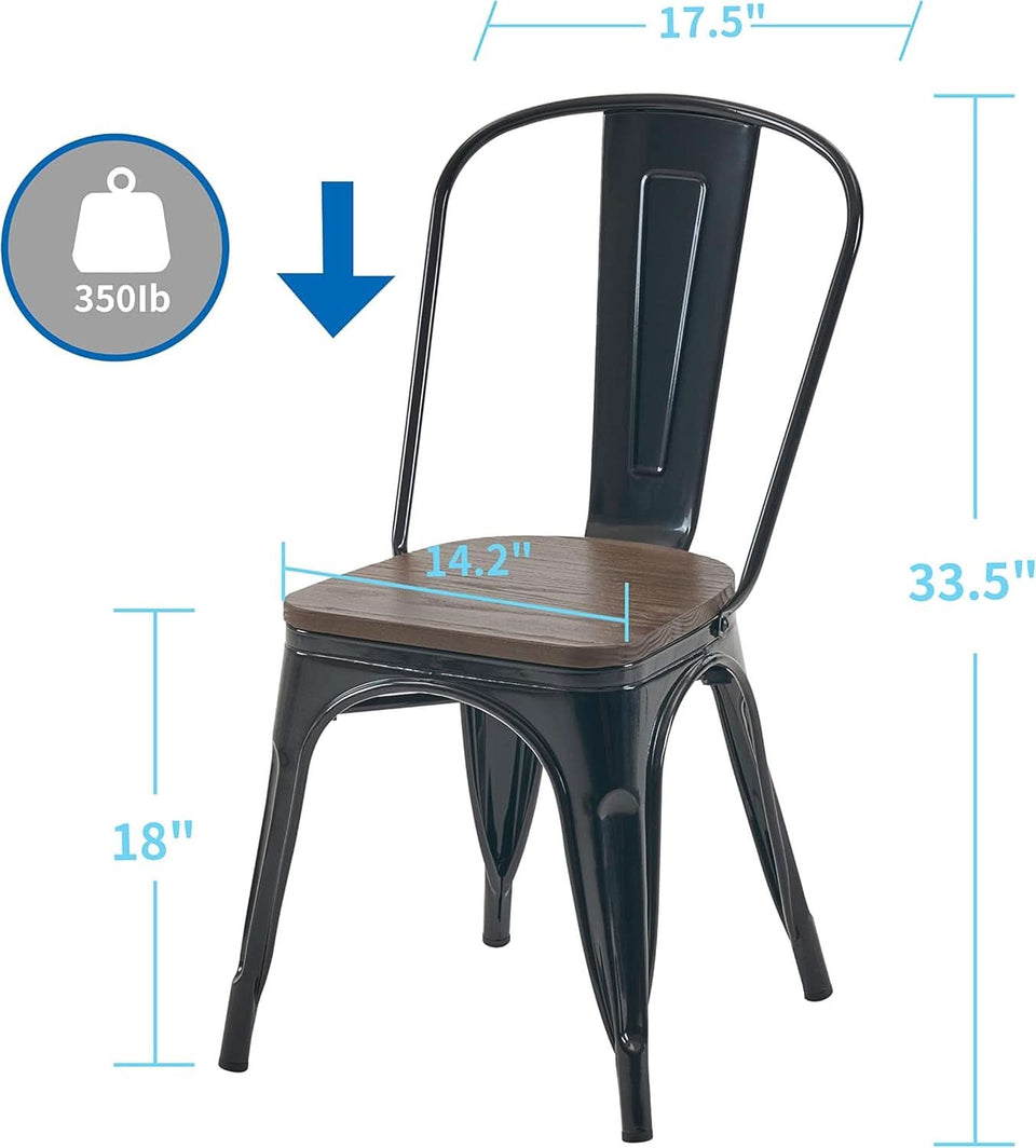 Stackable Metal Dining Chair 18 Inch For Kitchen Use