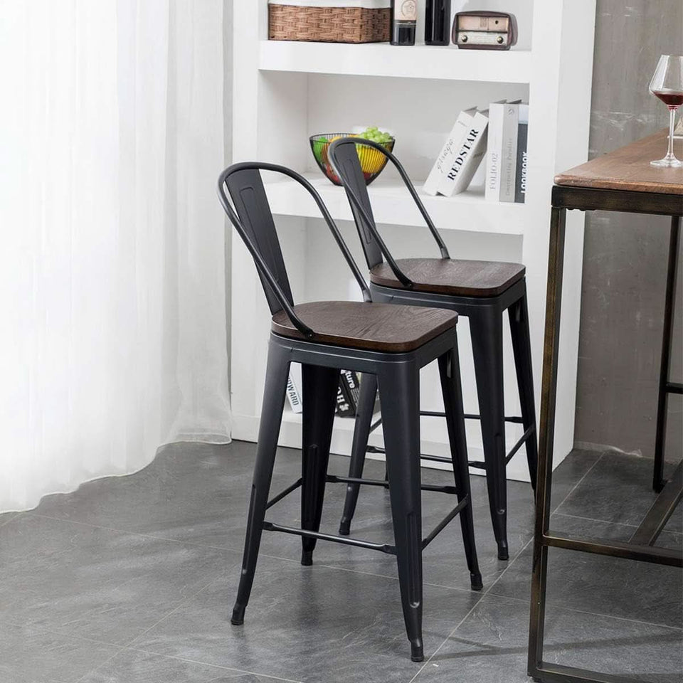 Counter Height Swivel Bar Chairs With Back Set Of 4