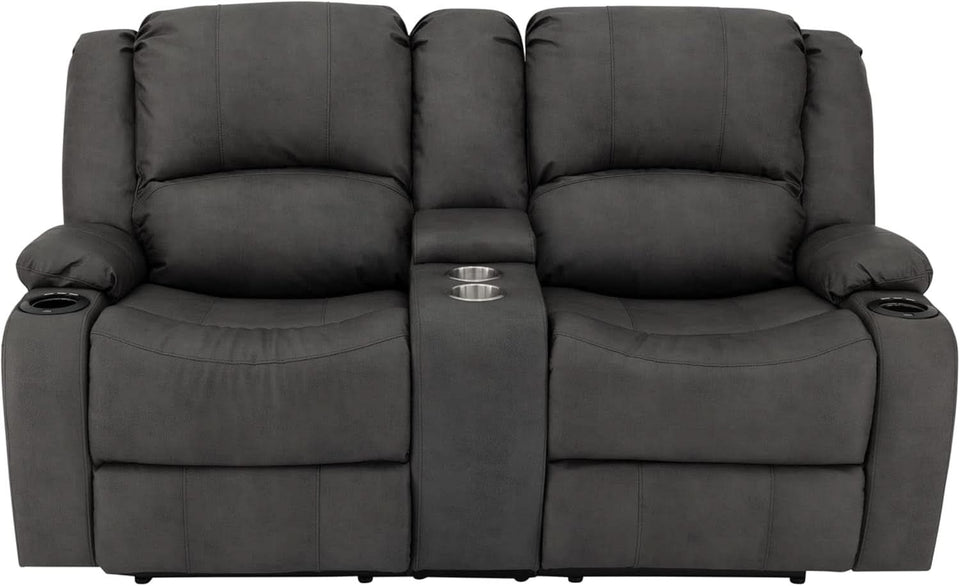 67 Inch Powered Wall Hugger Recliner Sofa Gunmetal Fabric