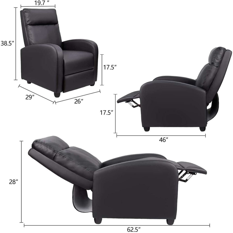 PU Leather Recliner Chair For Home Theater Ergonomic Build
