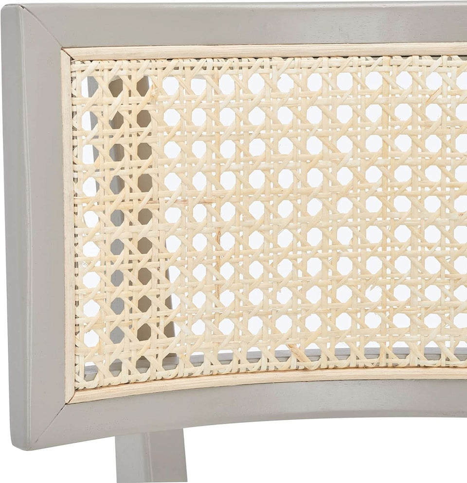 Coastal Grey Cane Seat Cushion Dining Chair For Kitchen