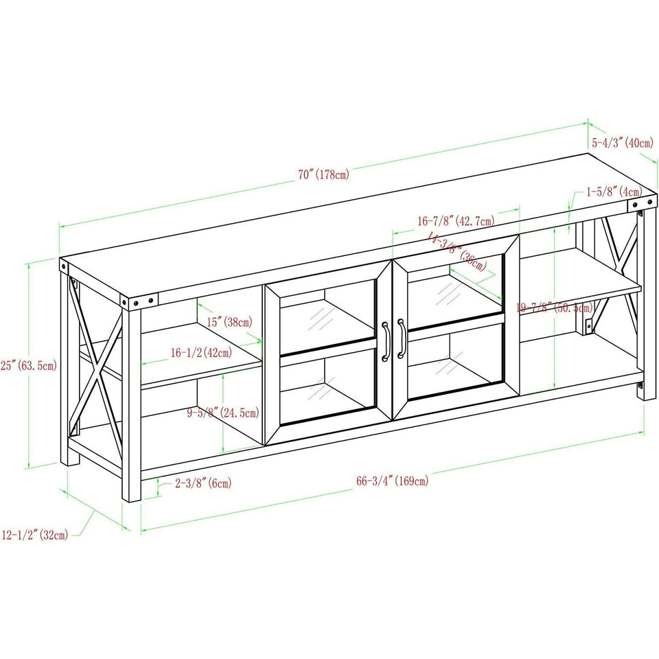 Rustic Modern 70 Inch TV Console With Open Shelves