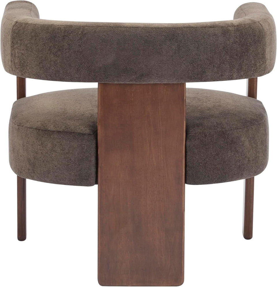 Dark Brown Velvet Upholstered Accent Chair Cushion