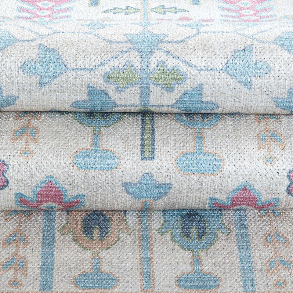 Annela Pastel Light Blue Modern Oushak Rug