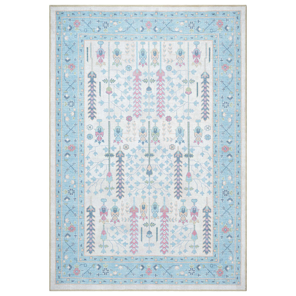 Annela Pastel Light Blue Modern Oushak Rug
