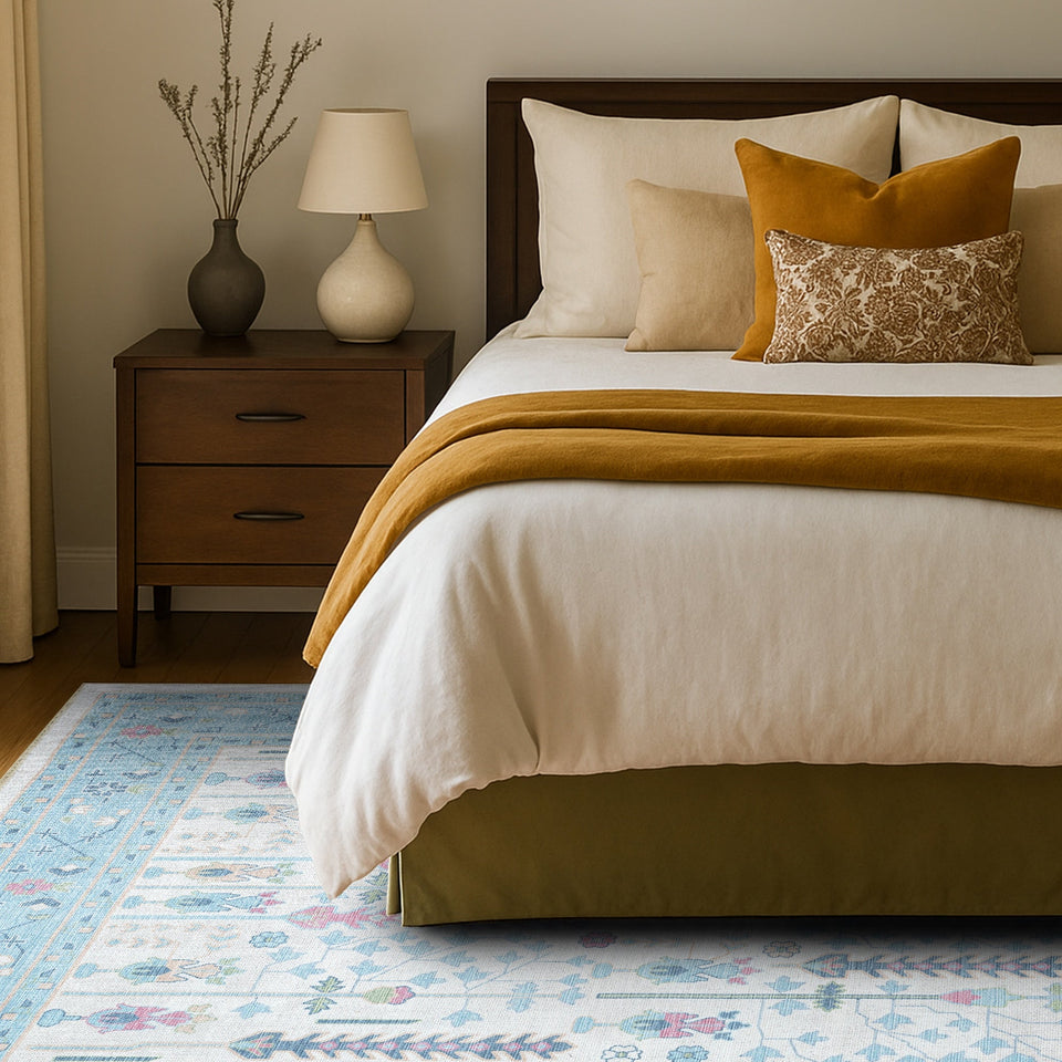 Annela Pastel Light Blue Modern Oushak Rug