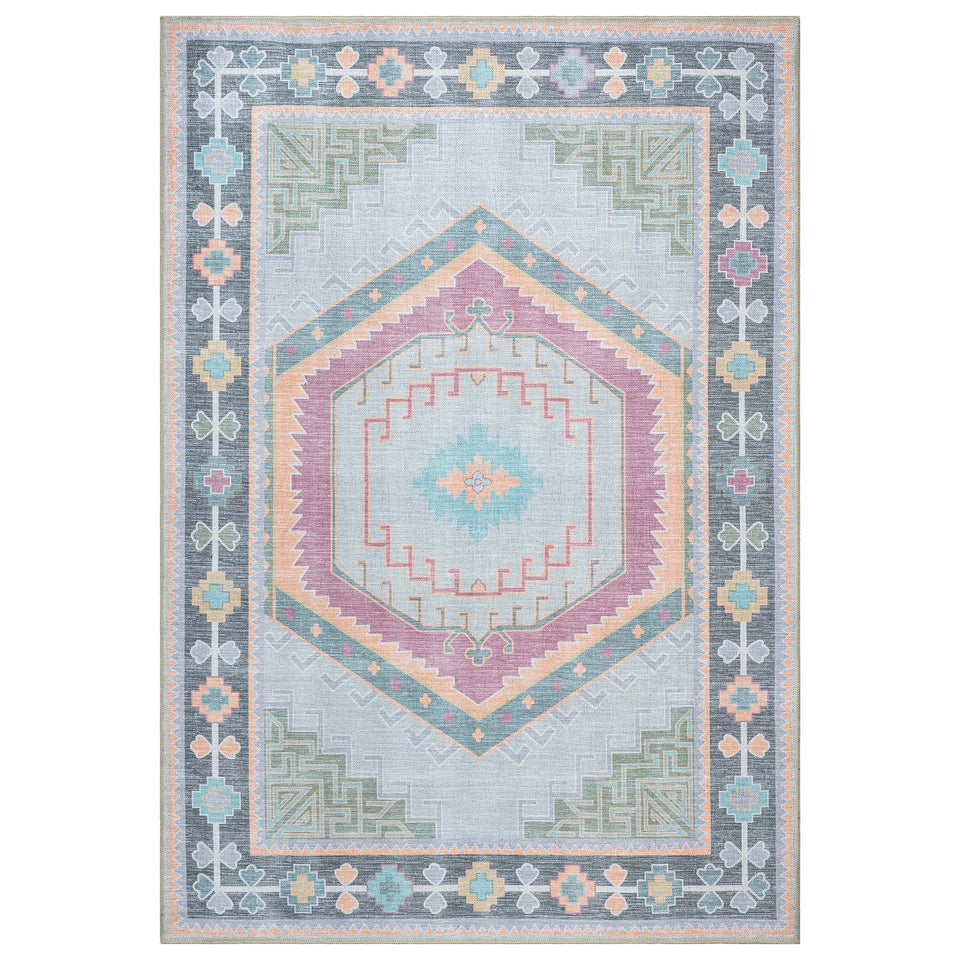 Kyra Green Pink Aesthetic Oushak Rug