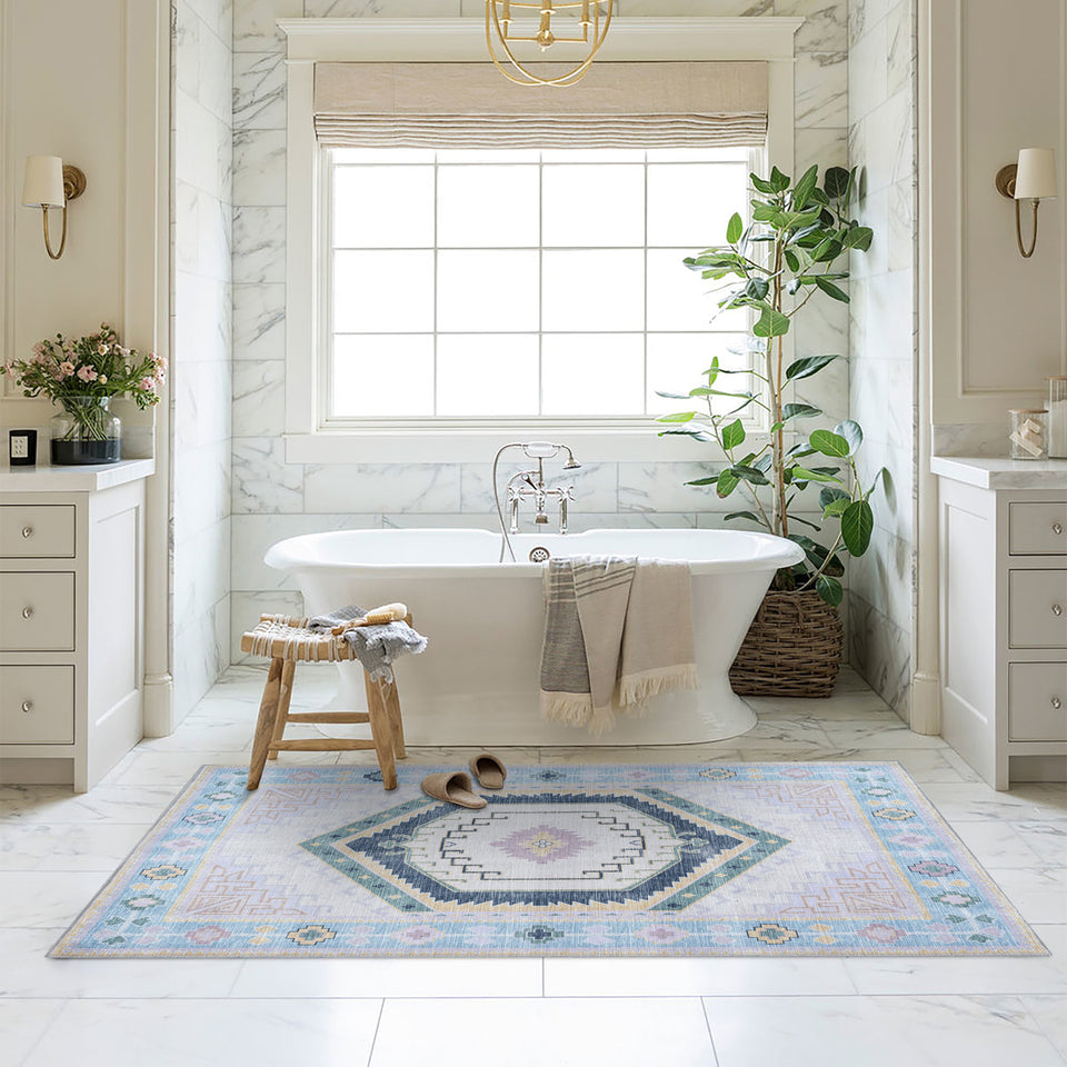 Averill Lavender, Pink & Blue Modern Oushak Rug
