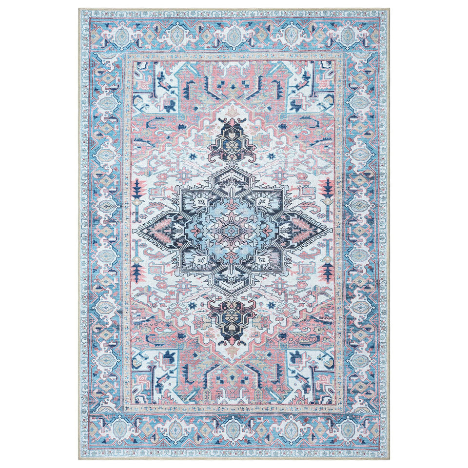 Marielle Navy Pink Heriz Modern Persian Rug