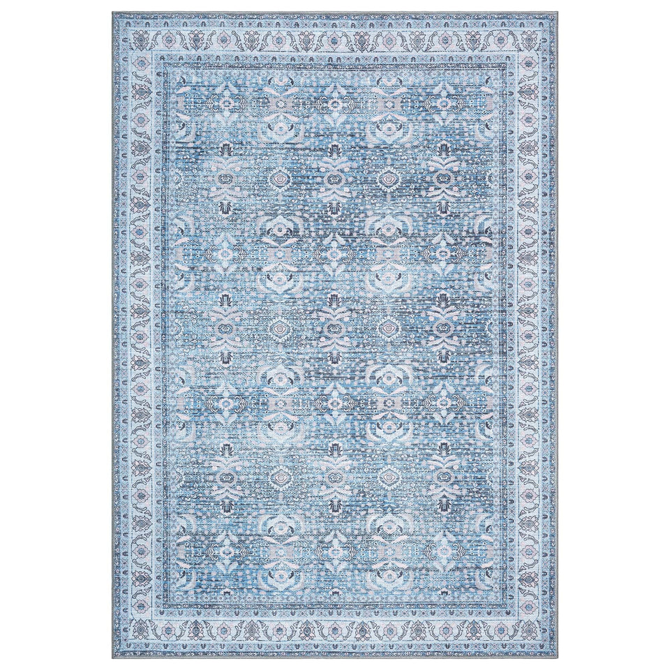 Jayla Modern Turkish Floral Cream Blue Rug