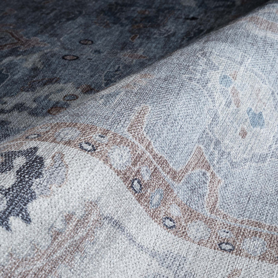 Sylvie Gray Blue Pastel Modern Oushak Rug