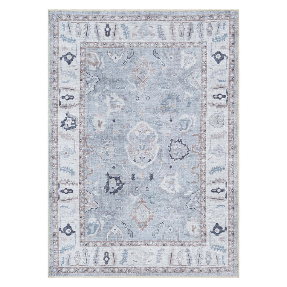 Sylvie Gray Blue Pastel Modern Oushak Rug