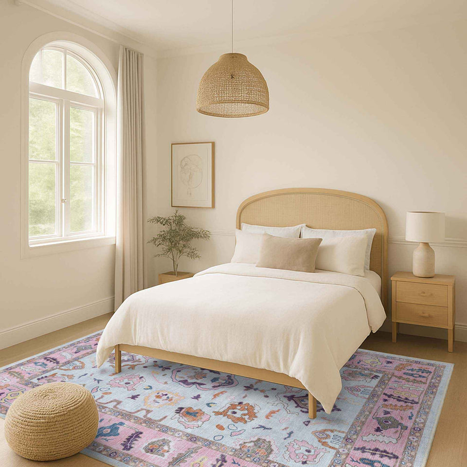 Luella Pastel Pink Cream Modern Oushak Rug