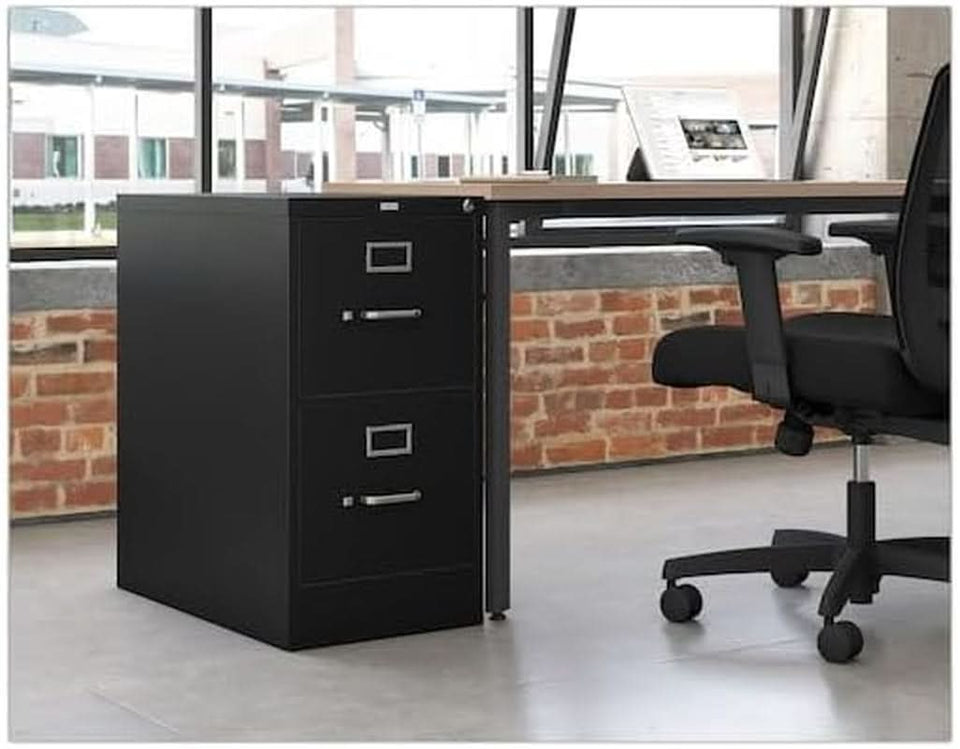 Two Drawer Office Filing Cabinet 310 Series Full Suspension Letter File Cabinet 26.5 Inch Depth Black