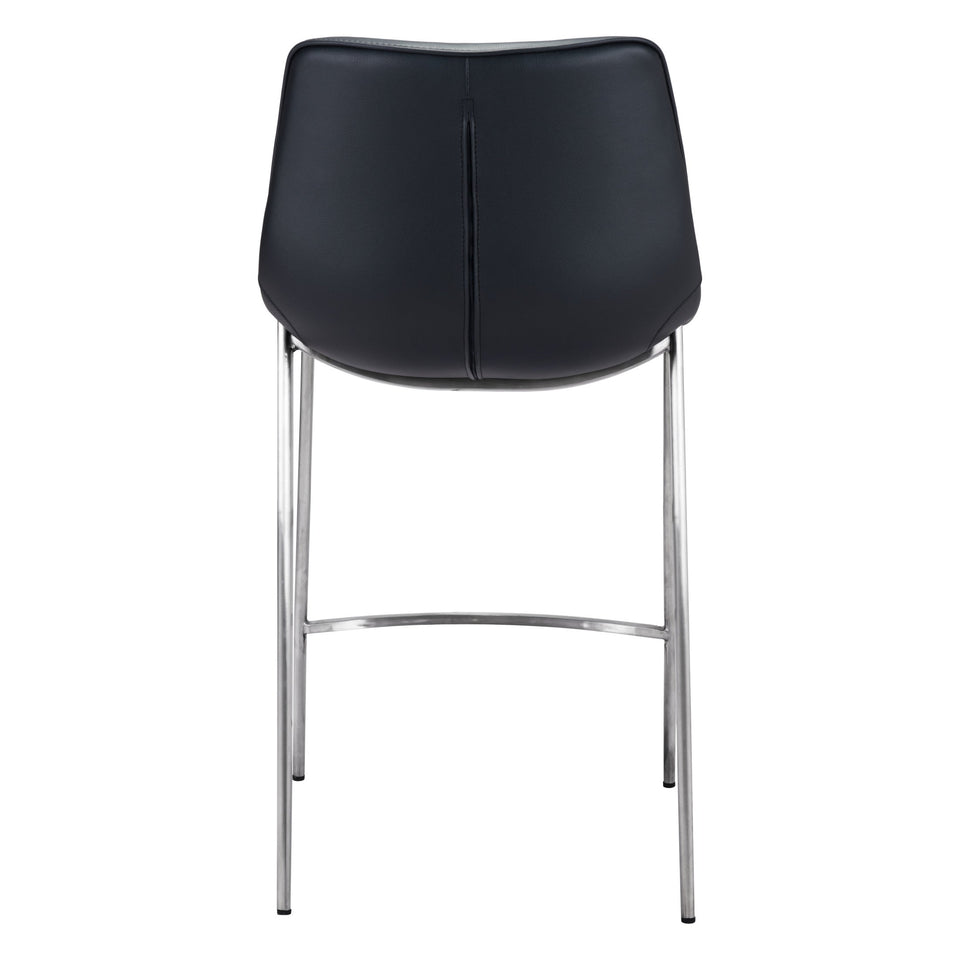 Magnus Counter Stool (Set of 2) Black & Silver