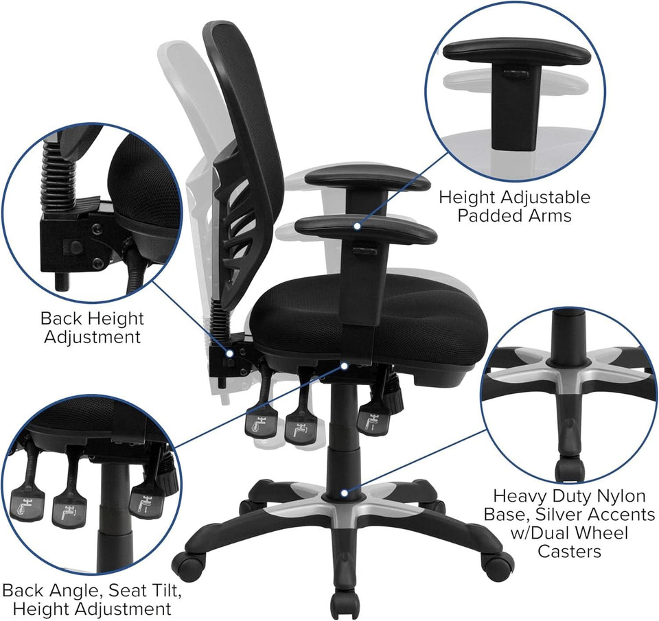 Ergonomic Mesh Office Chair With Adjustable Lumbar Black