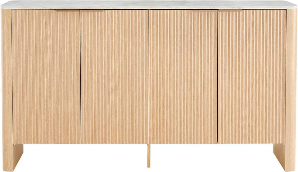 61 Inch Oak Sideboard Cabinet With Adjustable Shelves