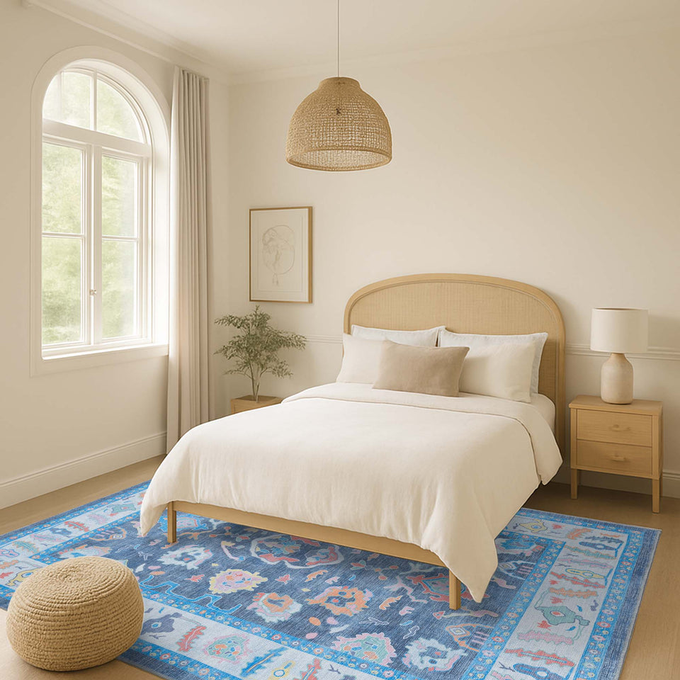 Adeline Pastel Blue Modern Oushak Rug