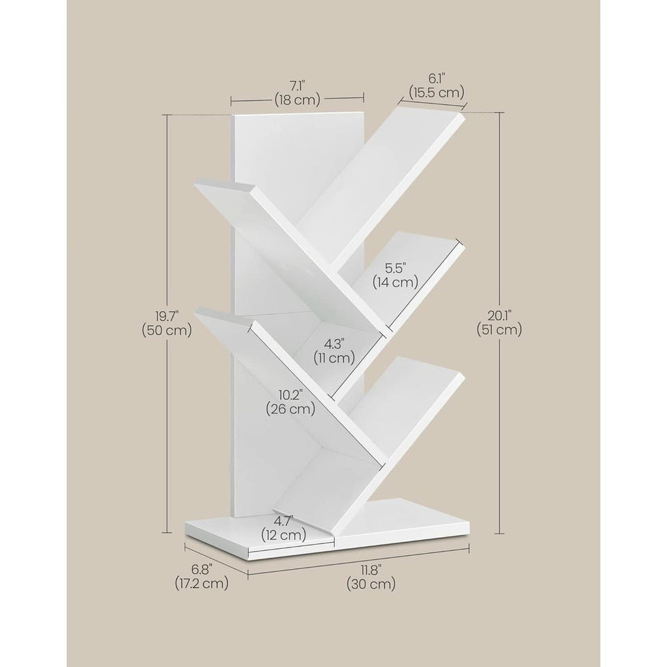 Cloud White Tree Bookshelf Five Tier Corner Shelf Unit