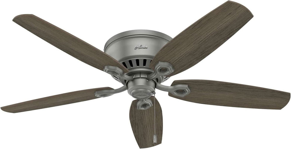 52 Inch Matte Silver LED Ceiling Fan With Integrated Light