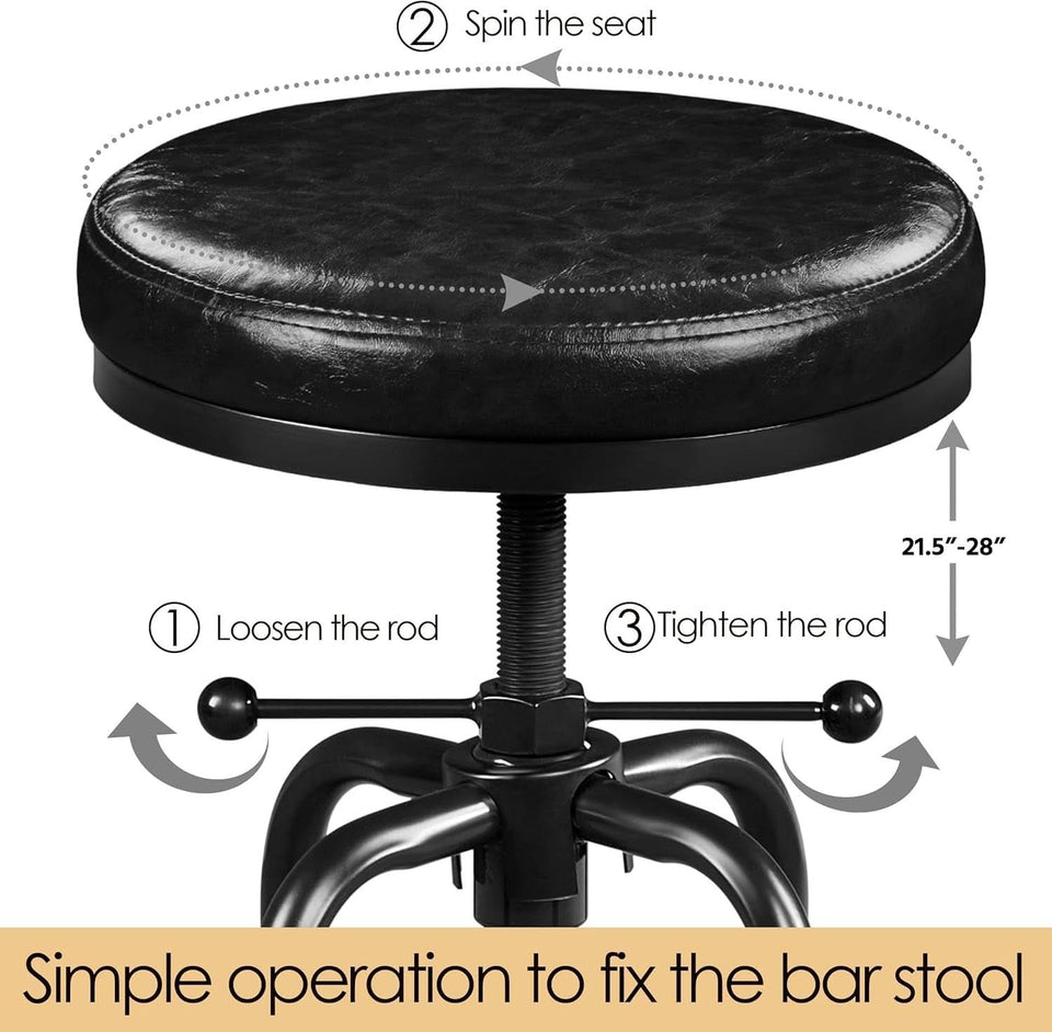 Black Bar Stool 21 To 28 Inch Industrial Kitchen Stool