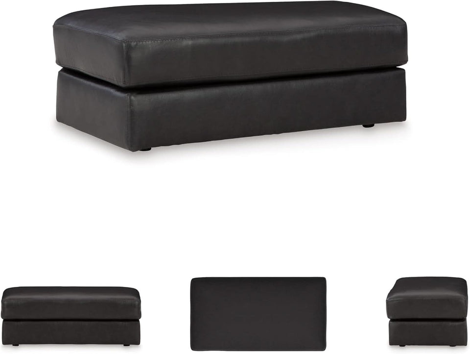 Contemporary Black Cushioned Rectangular Ottoman Finish