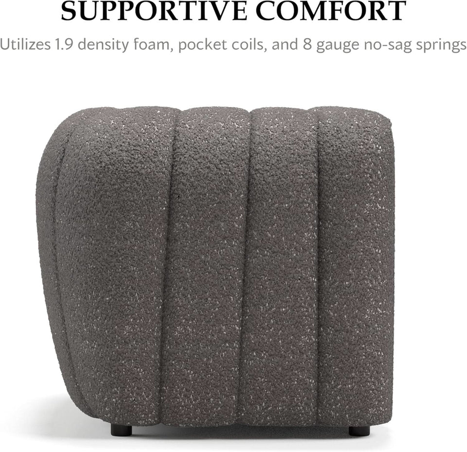 Charcoal Gray Vertical Channel Tufted 3 Piece Sofa Set