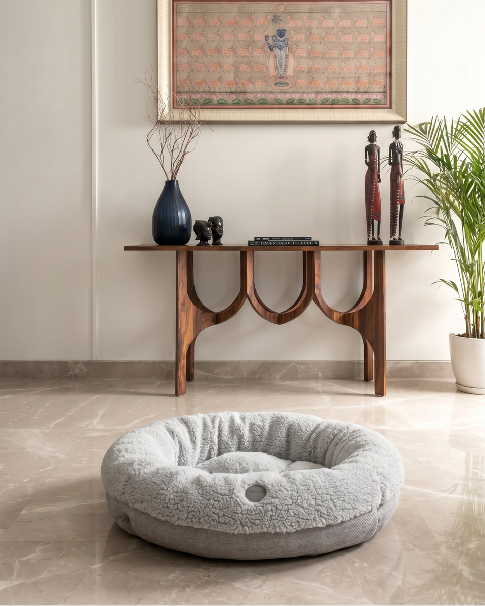Chester & Lee | Furry Gray Donut Dog Bed