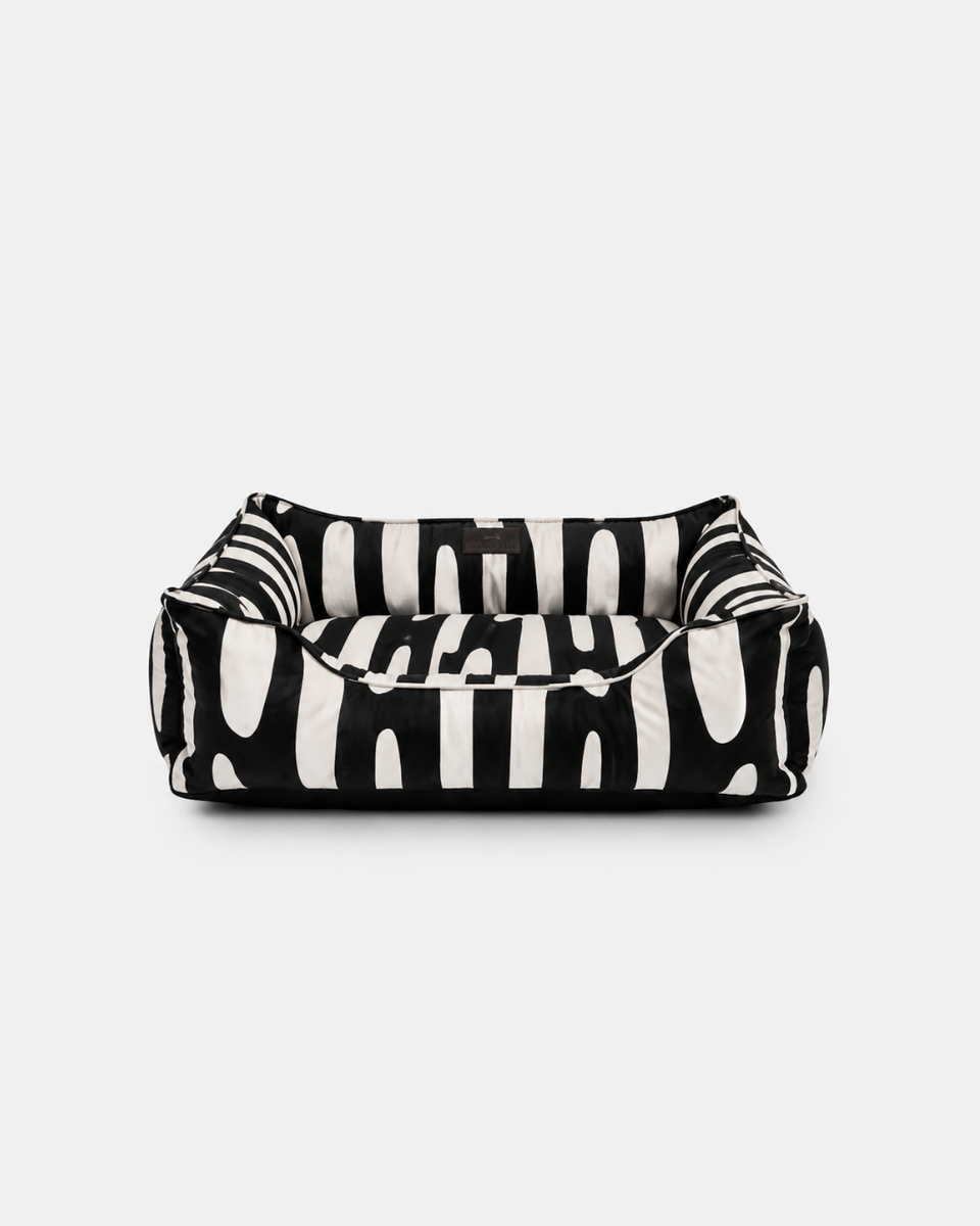 Chester & Lee | Velvet Sleeper Dog Bed Black Abstract