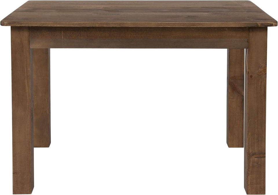 Rustic Brown Solid Wood Dining Table 46x30 Seats 4