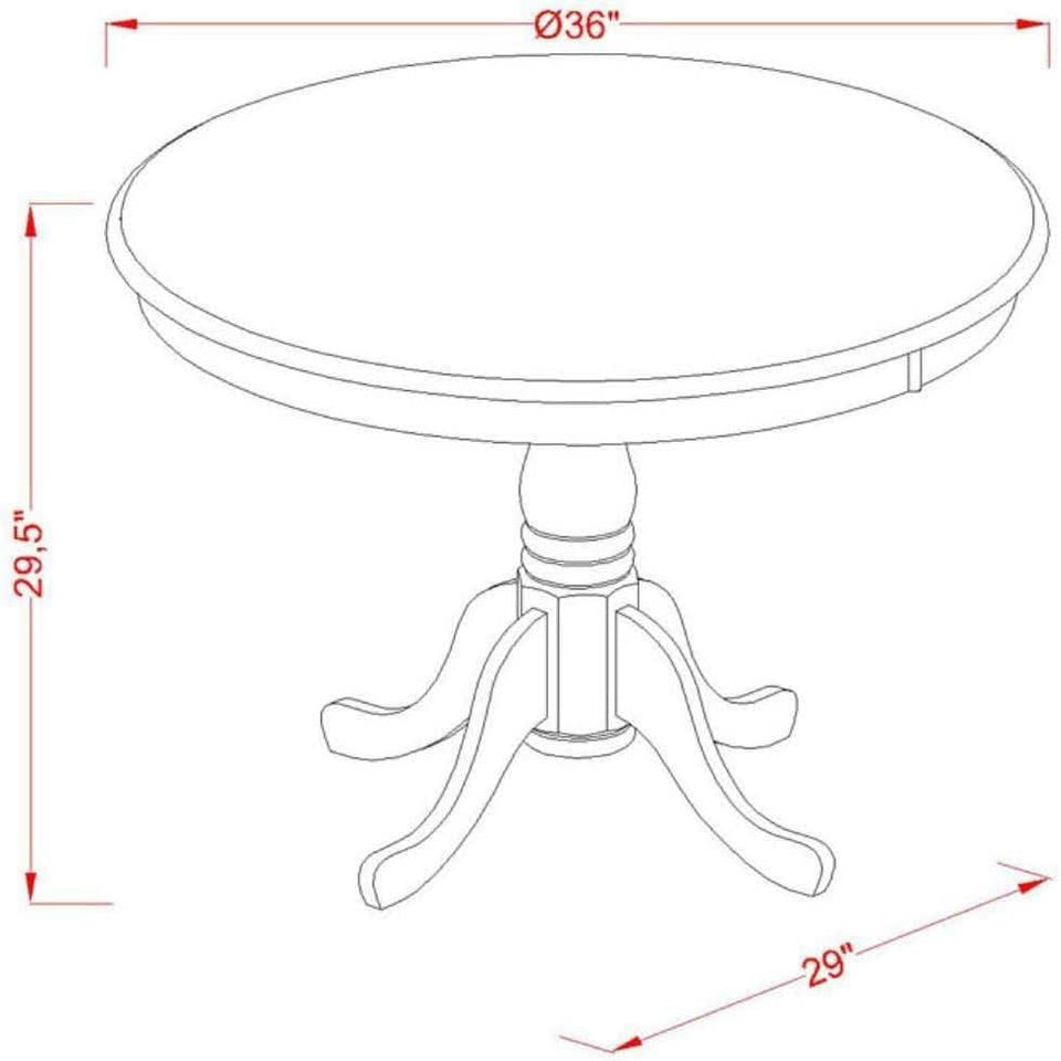 Antique 36 Inch Round Dining Table Linen White Pedestal
