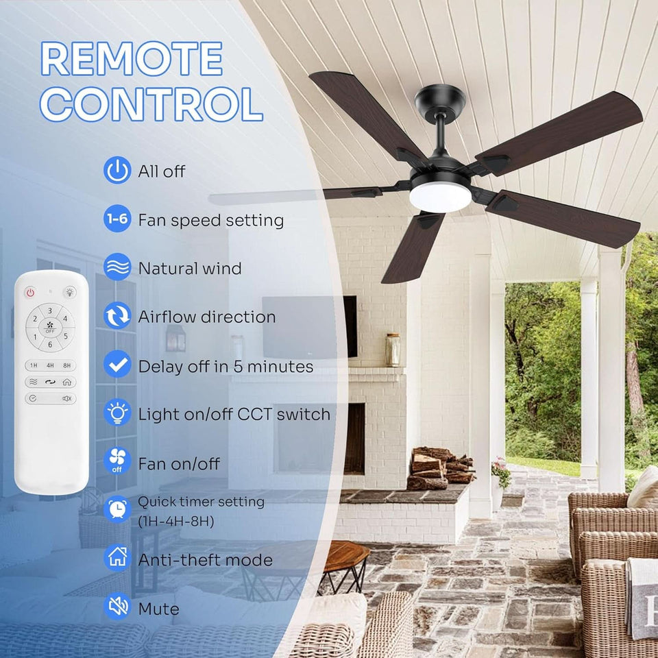 52 Inch Ceiling Fan Lights Remote Control Indoor Outdoor