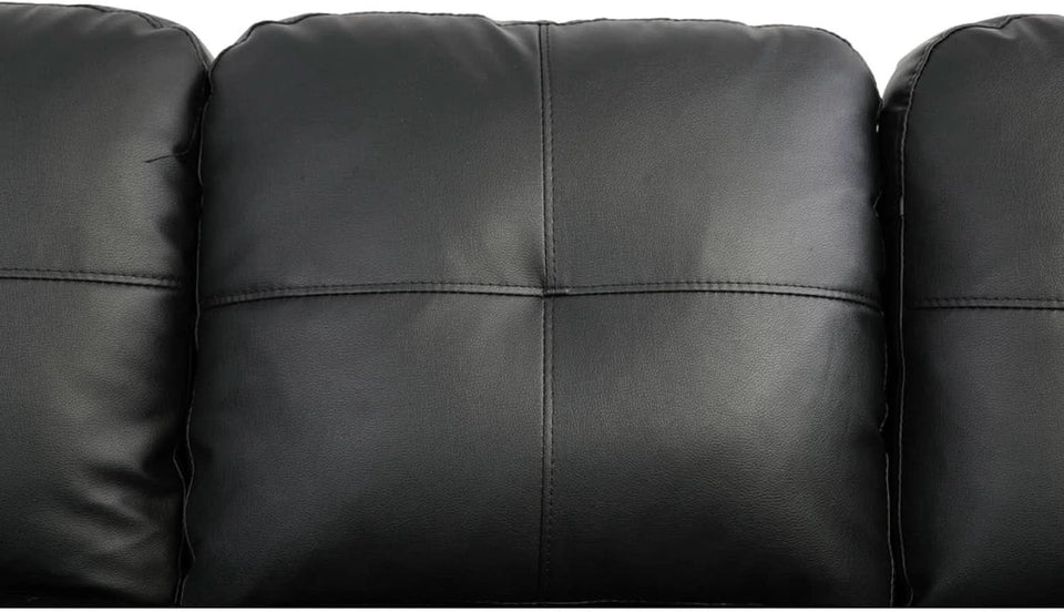 Faux Leather L Shaped Sectional Sofa Black 103 Inch Wide With Ottoman